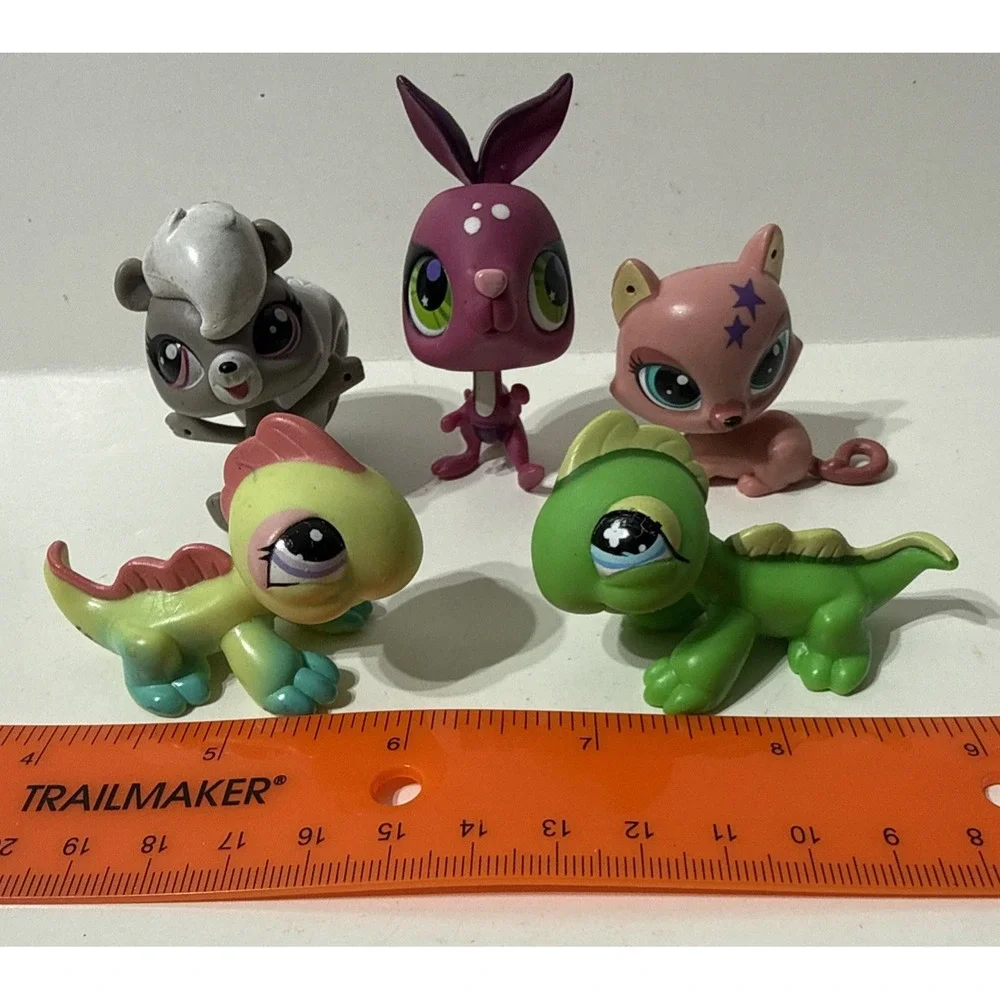 Hasbro Littlest Pet Shop LPS 5 Pcs‎ Mixed LOT  Pink Kangaroo Cat Green Lizard